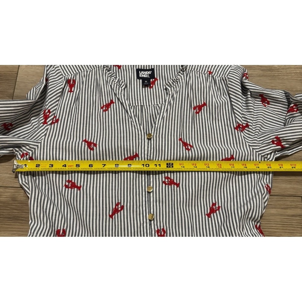 Lands' End Long Sleeve Lobster Embroidery Mini Popover Dress Medium 10/12 - Picture 5 of 11